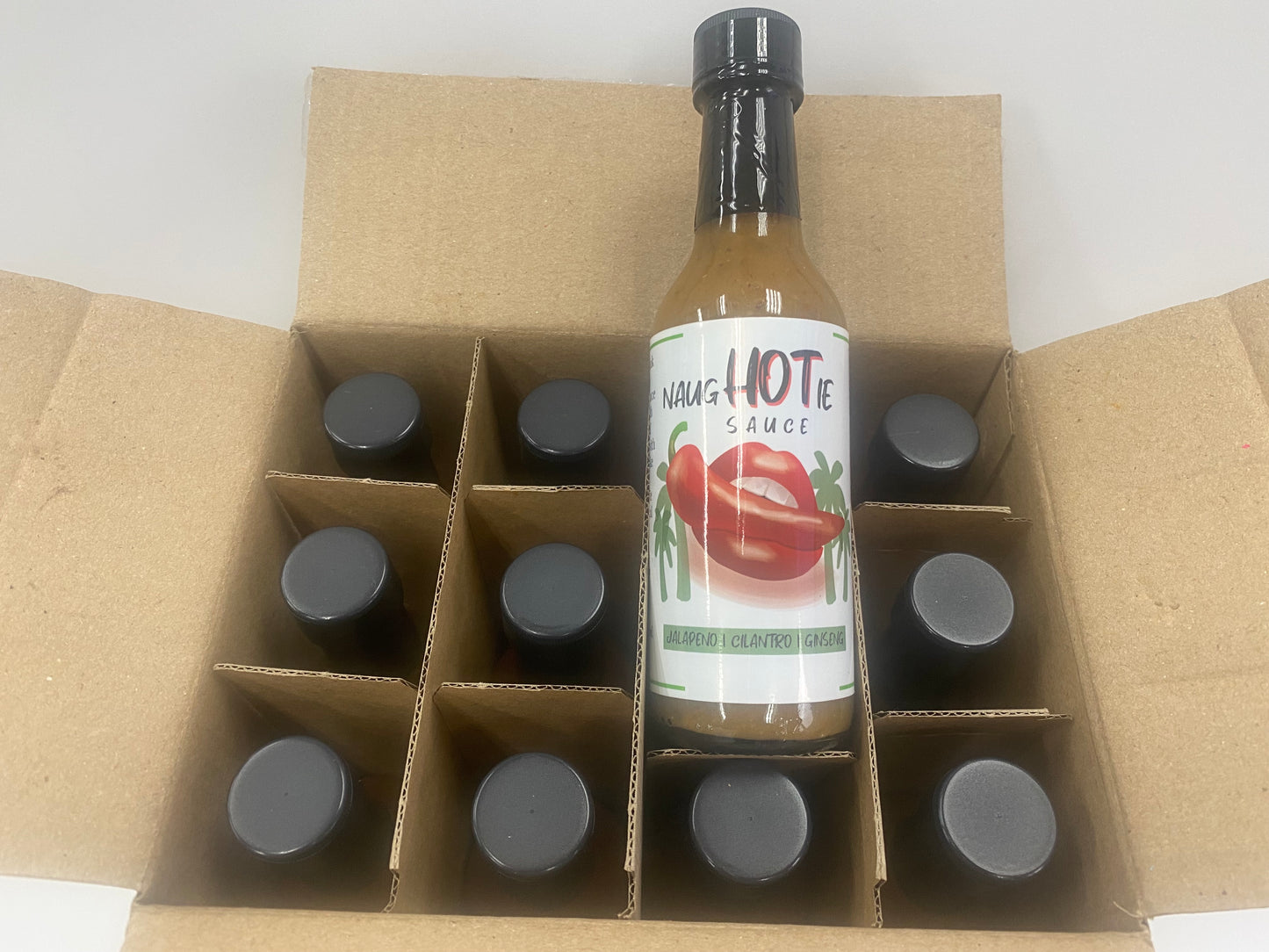 12 Pack Case - NaugHOTie Sauce Jalapeno, Cilantro, Ginseng
