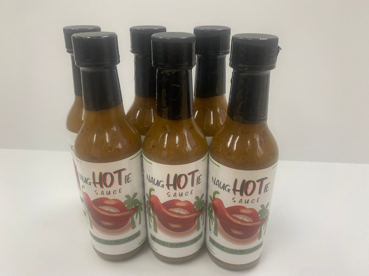 6 Pack NaugHOTie Sauce Jalapeno, Cilantro, Ginseng