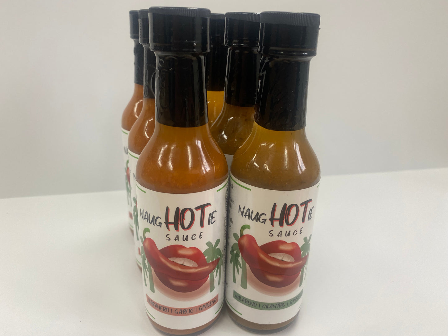 6 Pack Variety NaugHOTie Sauce: 3 Jalapeno, 3 Habanero